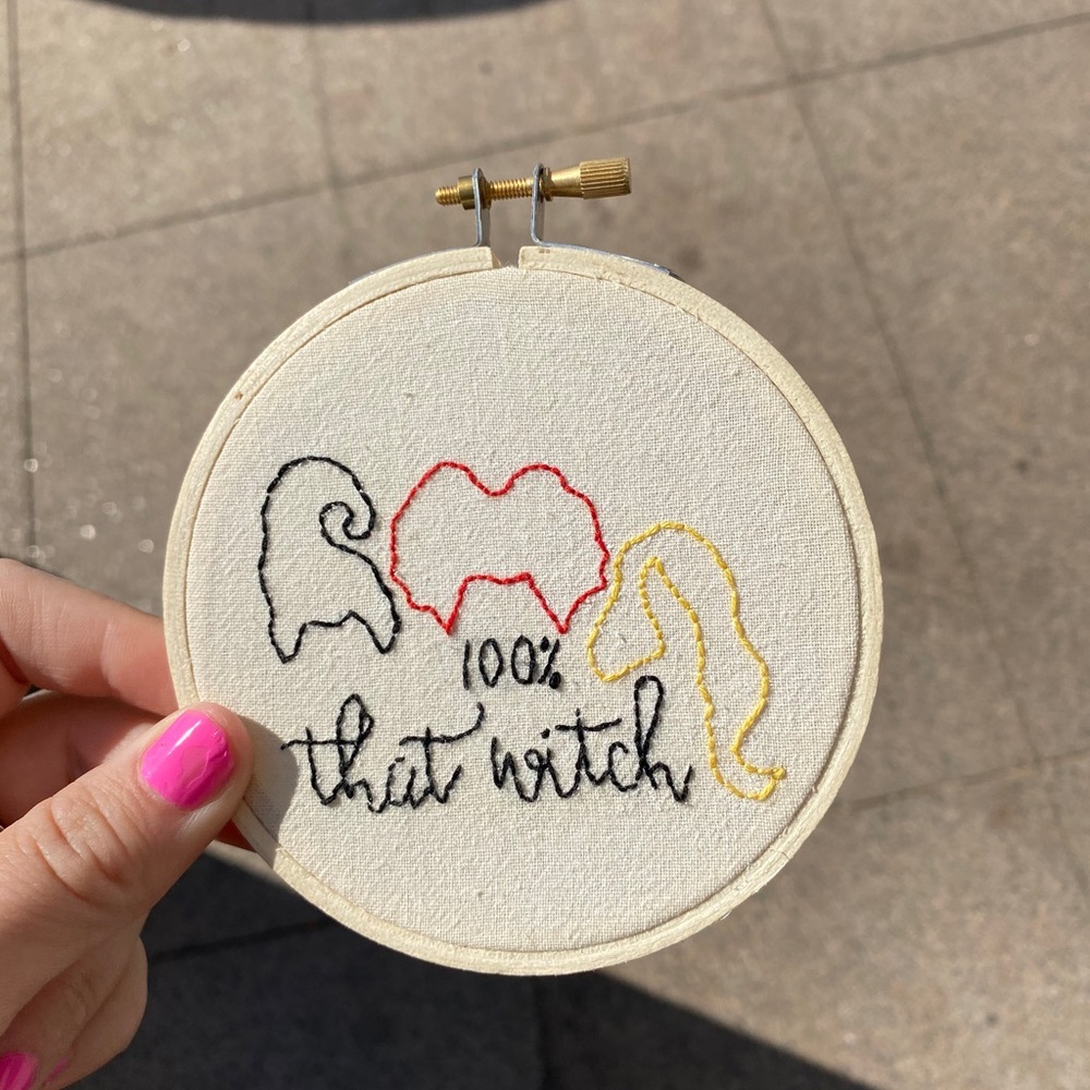 Hand stitched hocus picks 100% that  witch Halloween decoration